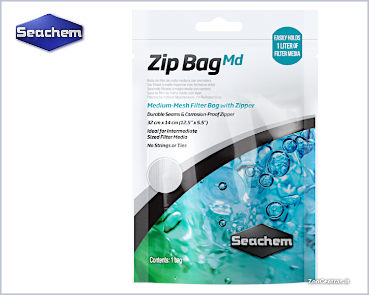 Seachem - Zip Bag Md, Maišelis filtravimo užpildui, 32 x 14 cm