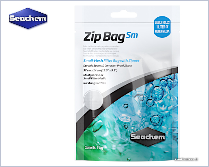Seachem - Zip Bag Sm, Maišelis filtravimo užpildui, 32 x 14 cm